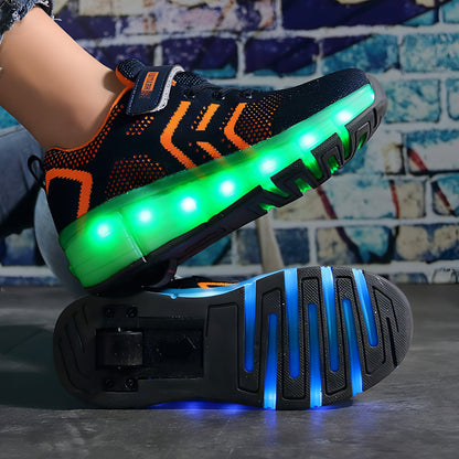 Patines de ruedas recargables con luz LED para niños y niñas