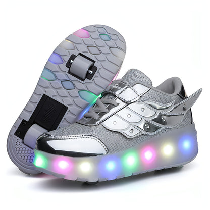 Children's Walking Shoes Teenage roller skates double wheel charging lamp skates flying roller skates sports wheels shoes