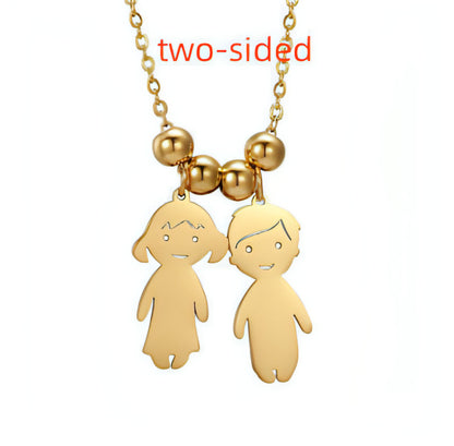 Personalized Family Pendant Necklace – Boy & Girl Charms