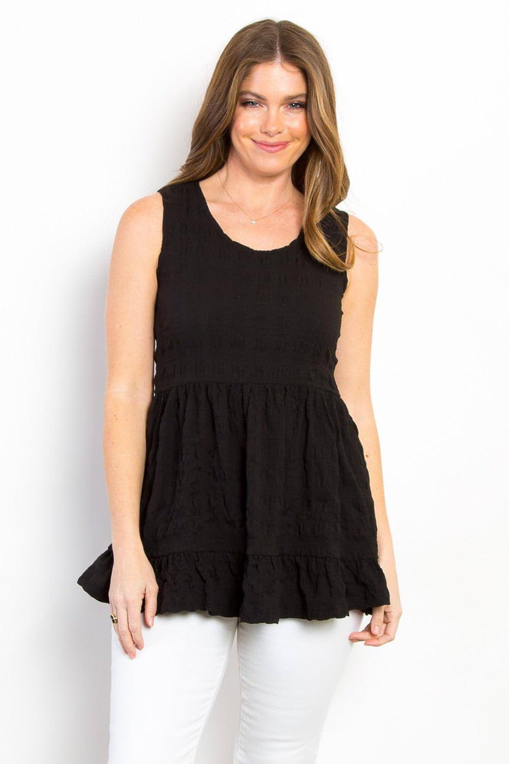 Be Stage Ruffled Sleeveless Babydoll Top