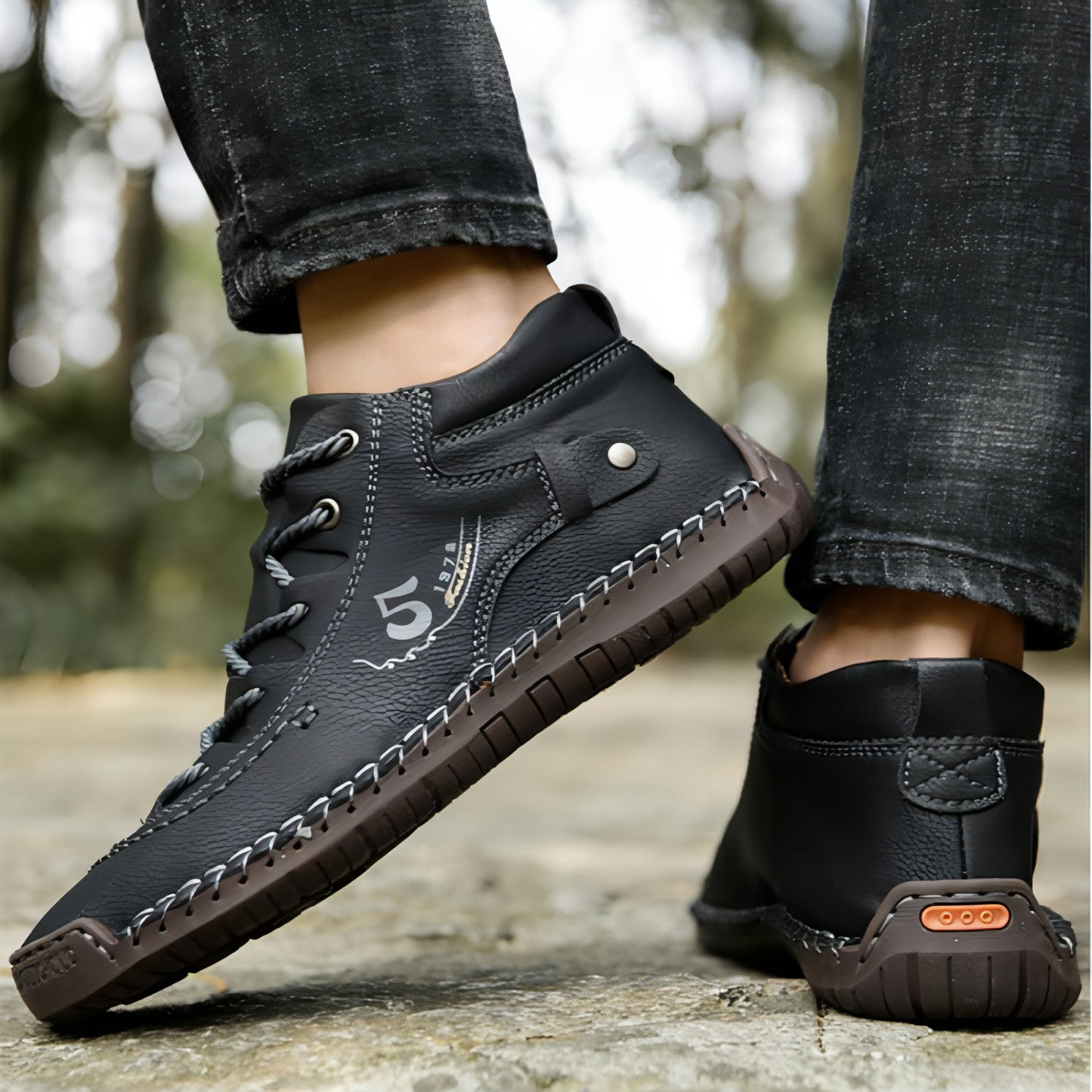 A1. Hand-sewn Men's Oversize Outdoor Boots Leather Shoes