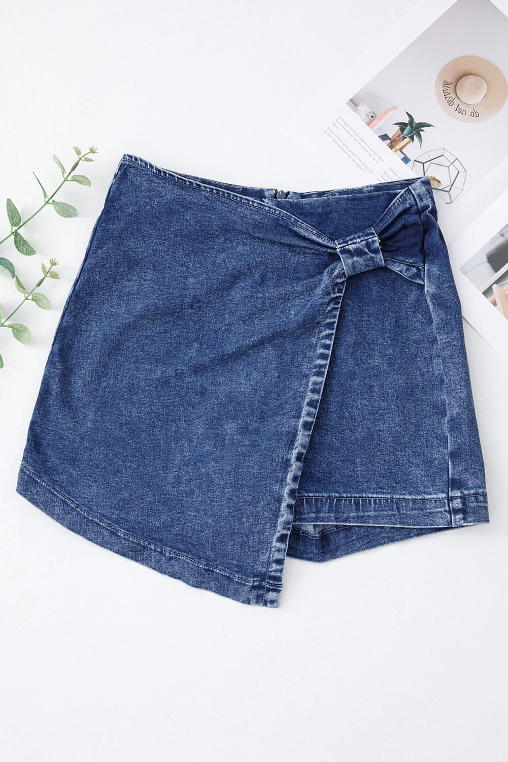 Sail Blue Acid Asymmetric Asymmetric Twisted Craved Denim Denim Skort