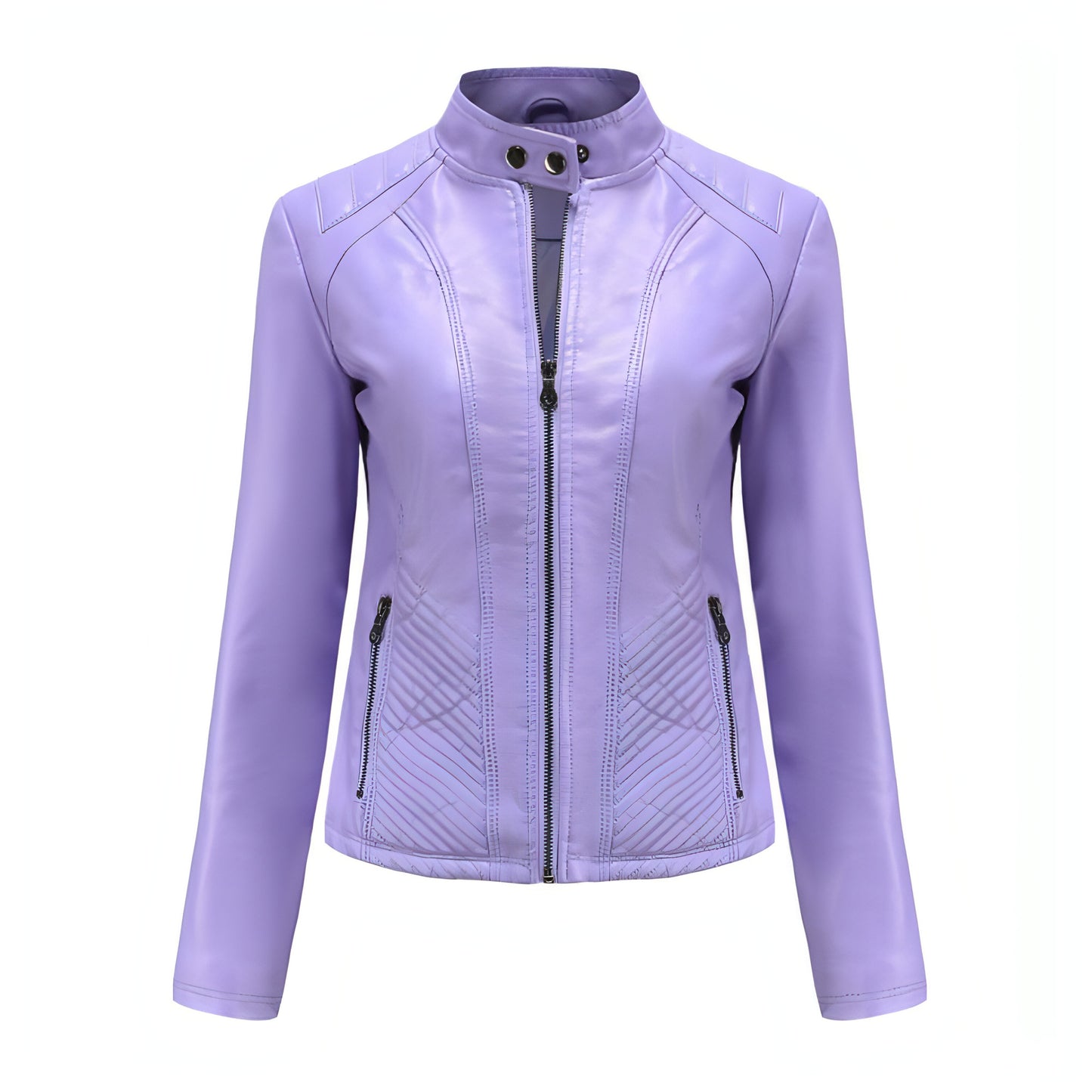 Simple European And American Trend Thin Coat Long Sleeve Motorcycle Jacket Women