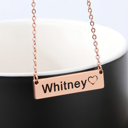 Love Hollow Square Brand Name Custom Necklace