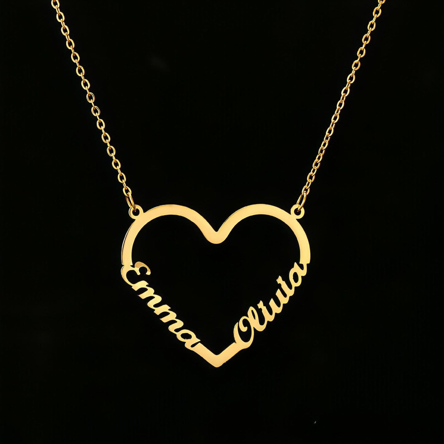 Custom Name Heart Necklace – Personalized Stainless Steel Gold Choker