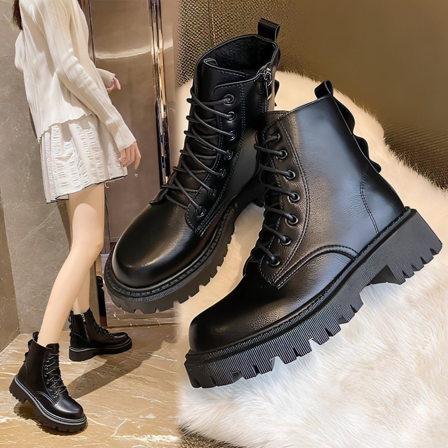 Black Boots Tide feminino outono e inverno Novo estilo