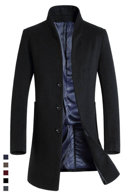 Men's casual woolen trench coat