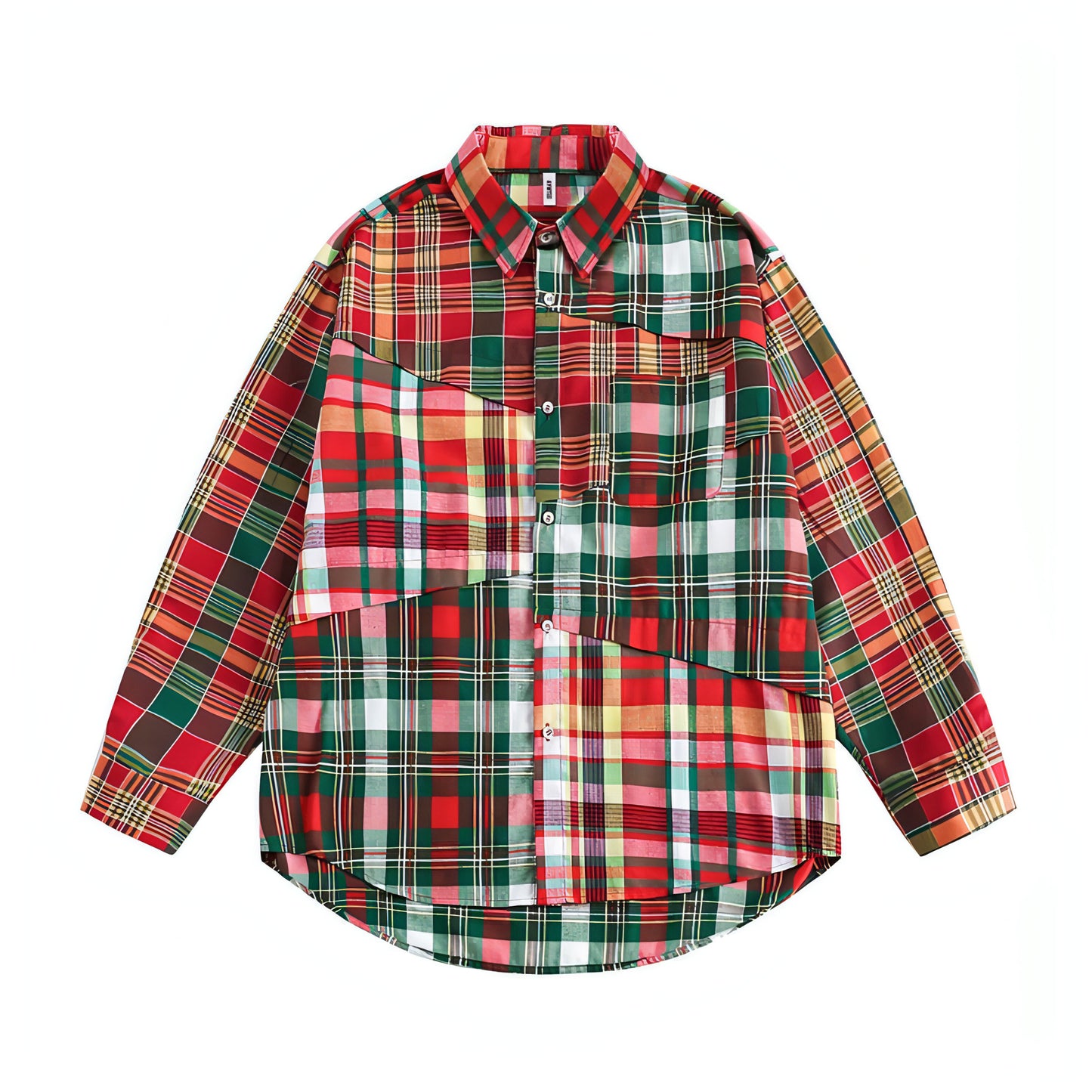 1. Irregular Spliced Plaid Blouse Women DressShirt