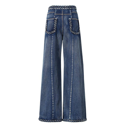 Women's Handmade Braided Wide Leg Jeans