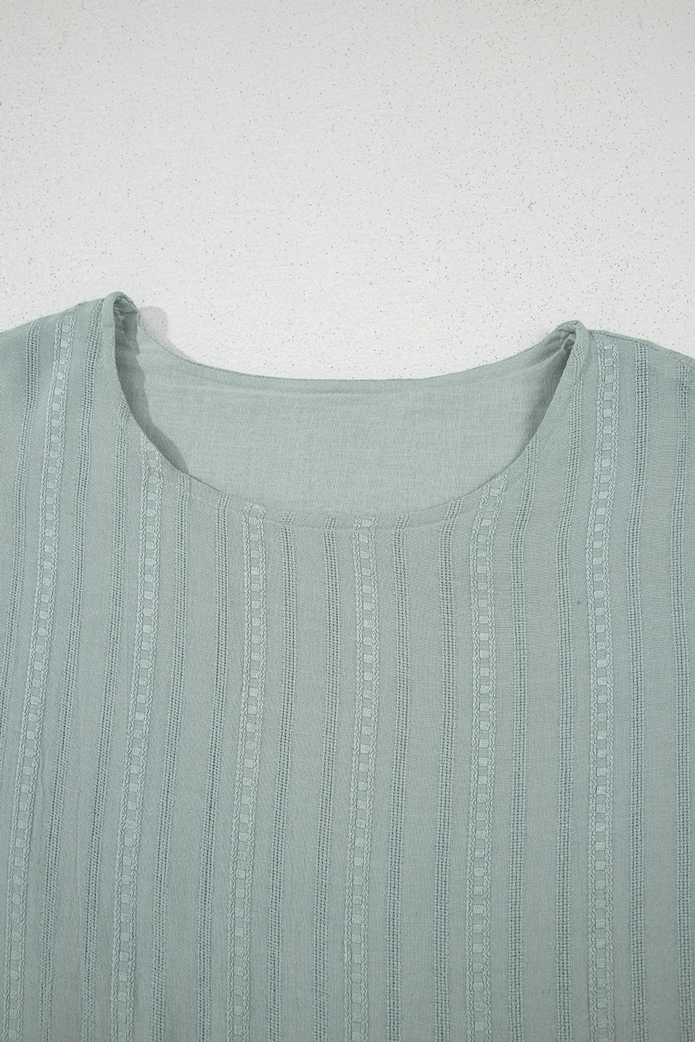 Laurel Green Textured Ruffled Hem Short Sleeve Blouse