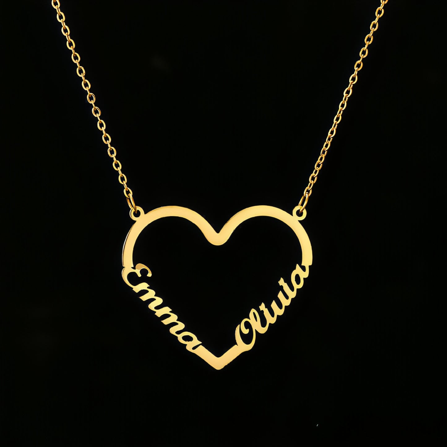 Custom Name Heart Necklace – Personalized Stainless Steel Gold Choker