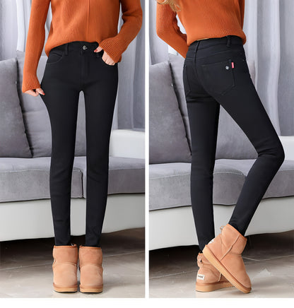 Thick lamb cashmere fashion stretch jeans women