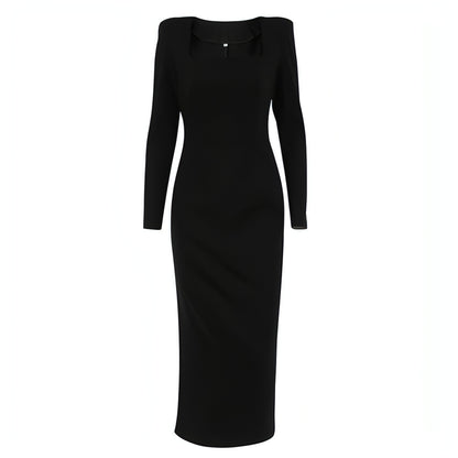 A1. Long Skirt, Square Neck, Slim Fit