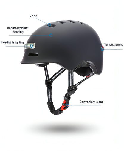 Casco deportivo de seguridad para patineta, ciclismo, vehículo eléctrico, iluminación de advertencia, luz inteligente