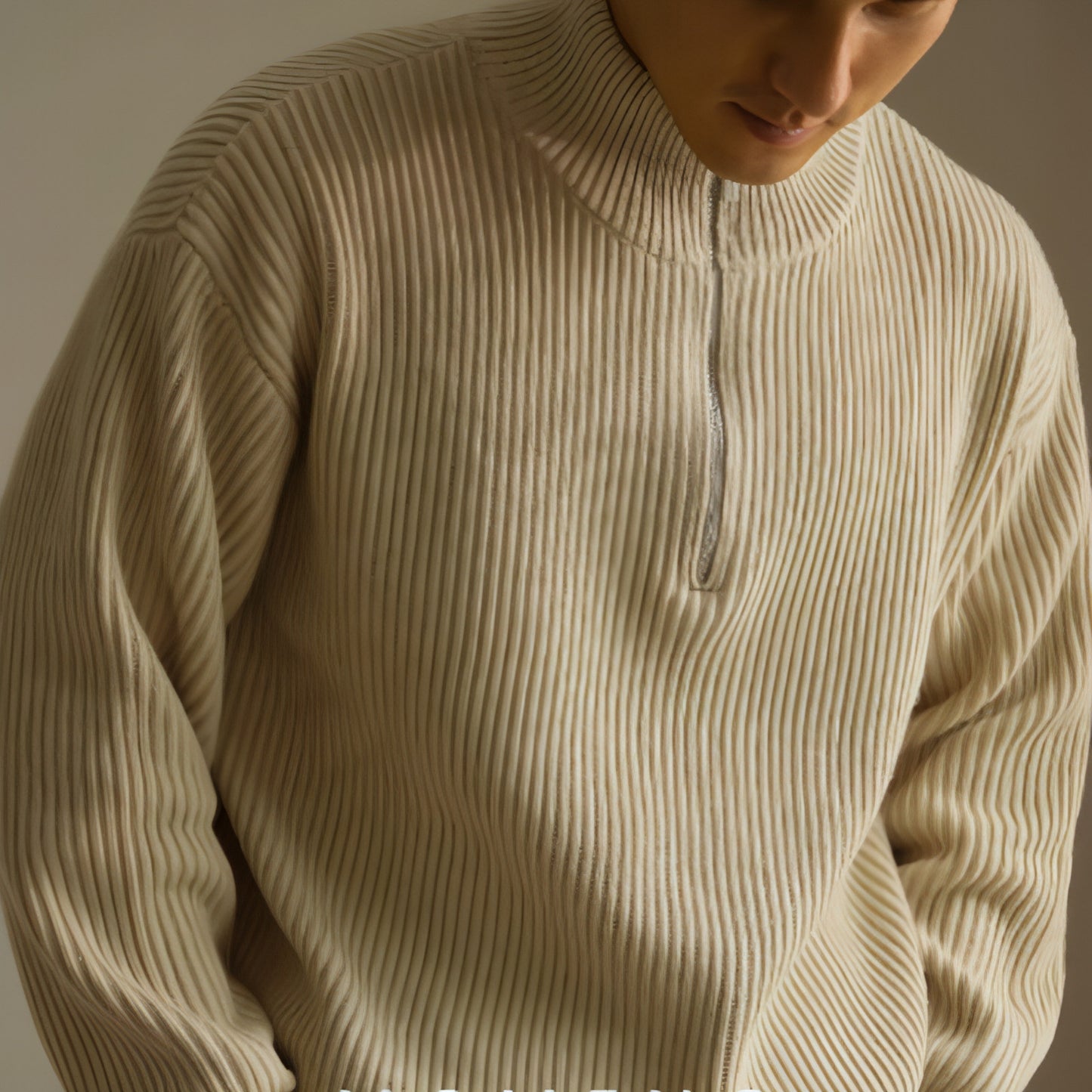 Lazy And Versatile Wool Turtleneck Half Loose Zip Sweater