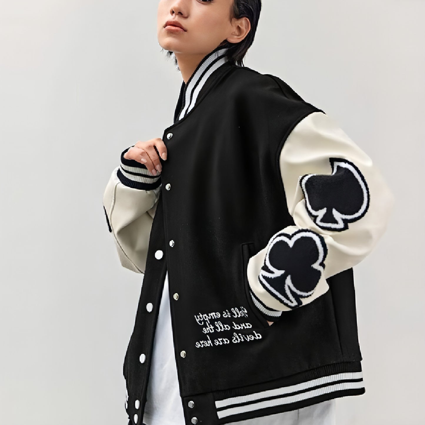 Poker Embroidered Baseball Jacket Men