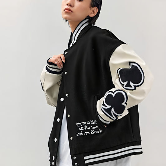 Baseballjacke mit Poker-Stickerei für Herren