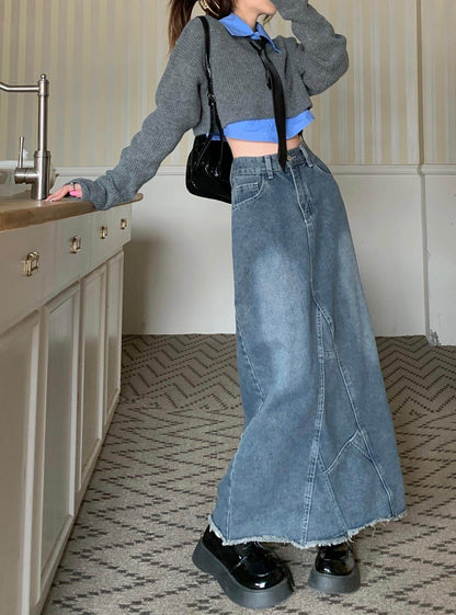 High-waisted Skinny Denim Skirt Girl