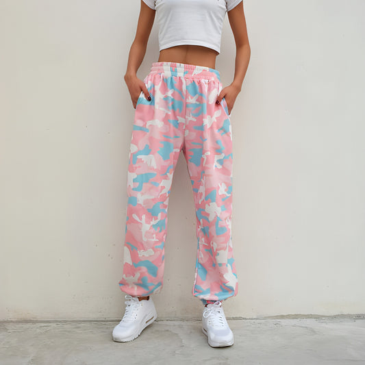 Camouflage Pants Spring High Waist Casual Joggers Elastic Sweatpants Women