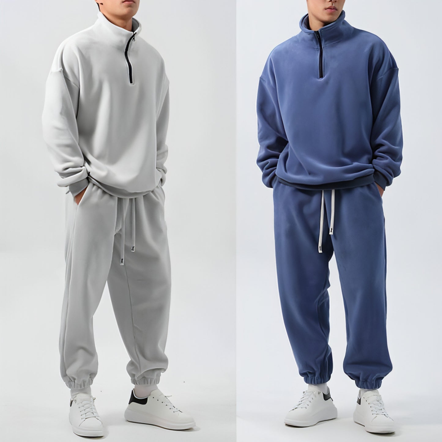 Sports Tracksuit Men's Wide Loose Fleece Long Sleeve Casual