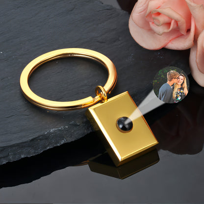 Customized Square Keychain Pendant with Bracelet & Projection Photo