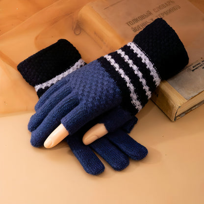 Fleece-lined Knitting Wool Cold-proof Gloves