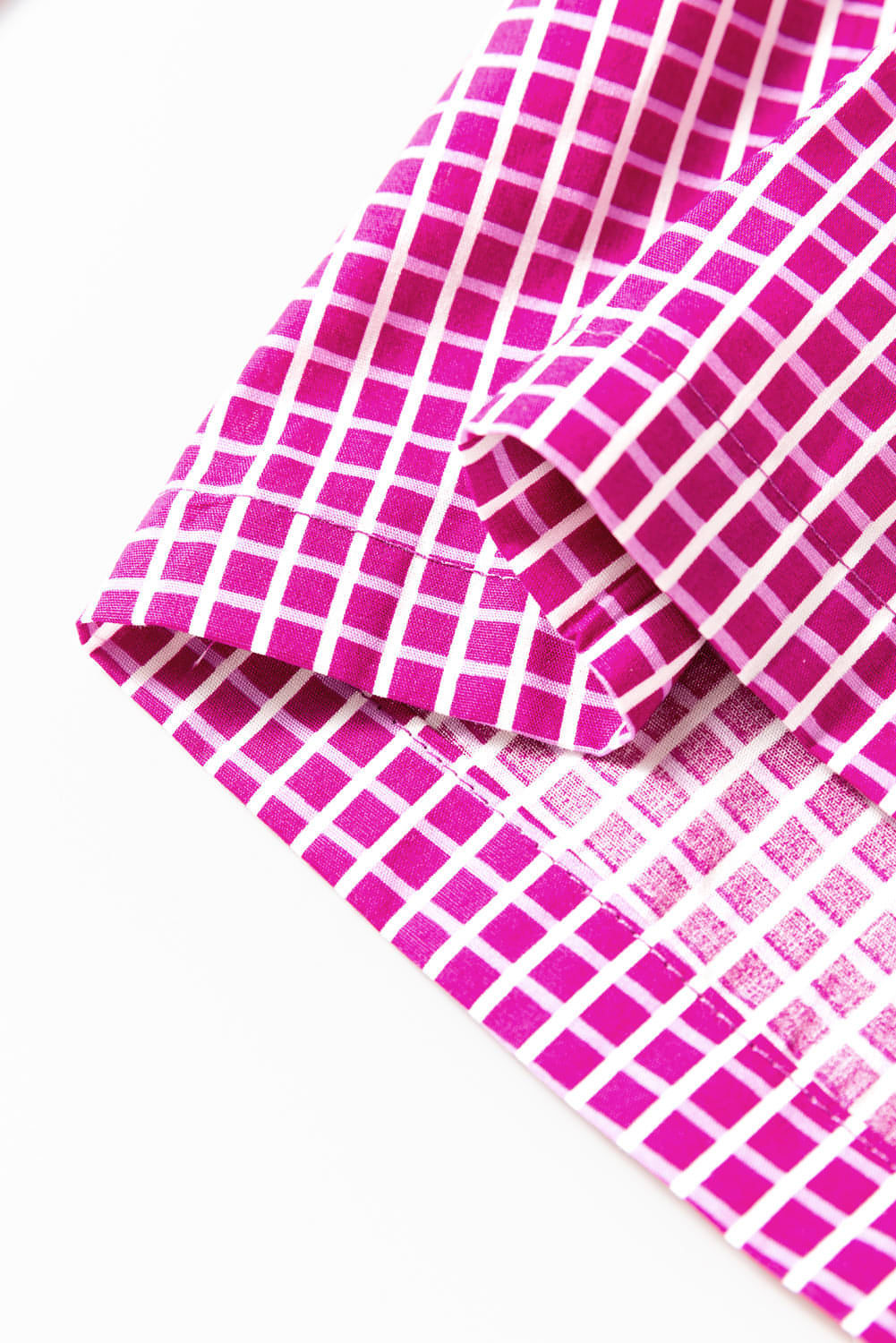 Pink Plaid Print Drawess High Taille Wide Bein Casual Hosen