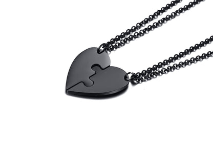 Titanium Steel Heart-Shaped Friendship Pendant – Two-Piece Jewelry