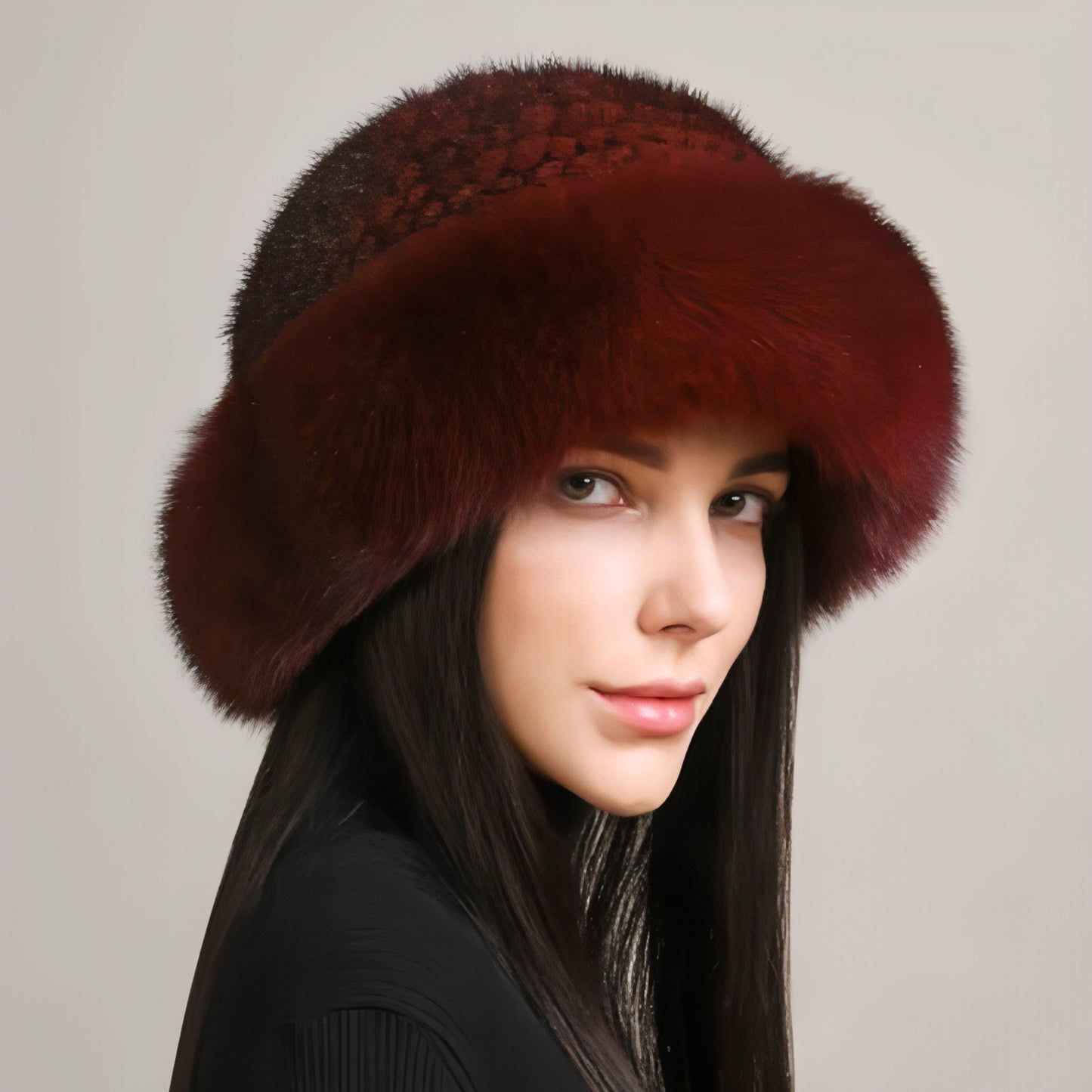 Gorro de pelo de visón para mujer, piel trenzada, invierno