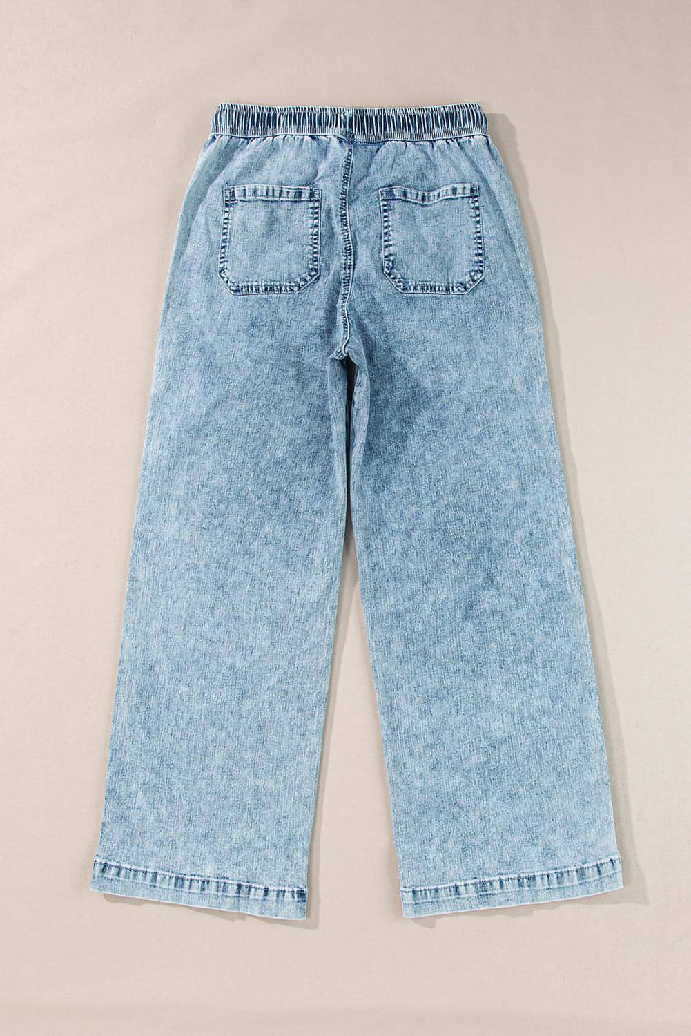 Myosotis Mineral Wash labave ravne teksas pantalone sa strukom