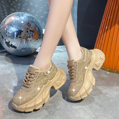 Zapatos de mujer de estilo deportivo con plataforma y suela ligera con aumento de altura para primavera y otoño