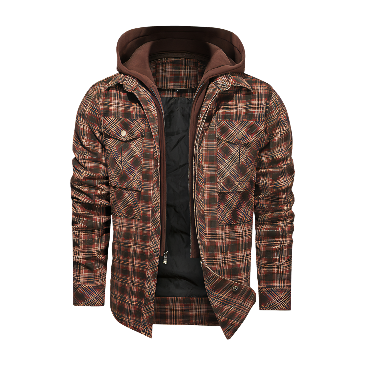 Men Long-sleeved Plaid Jacket