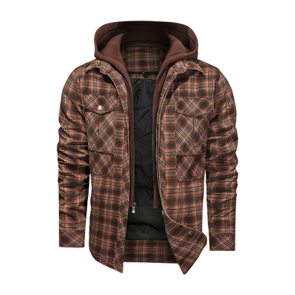 Men Long-sleeved Plaid Jacket