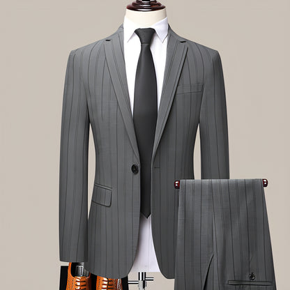 Frühlings- und Herbstanzuganzug Set Business Business Wear Korean Slim Striped Zweiköpfige Hochzeitsbrautjungfernanzug