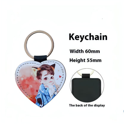 Custom Leather Photo Keychain – Personalized Small Pendant