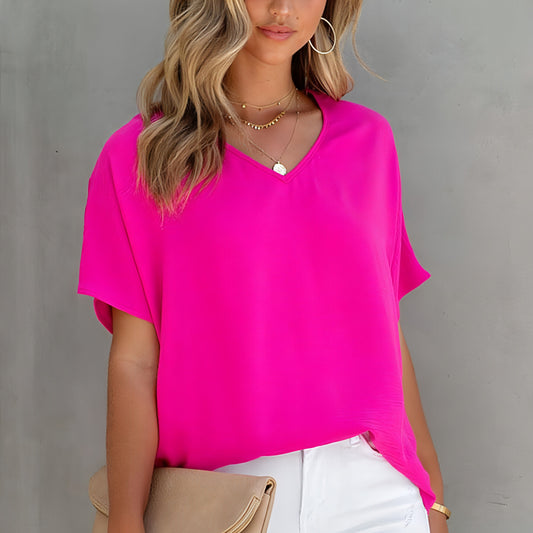 Leisure Solid Color T-shirt Women