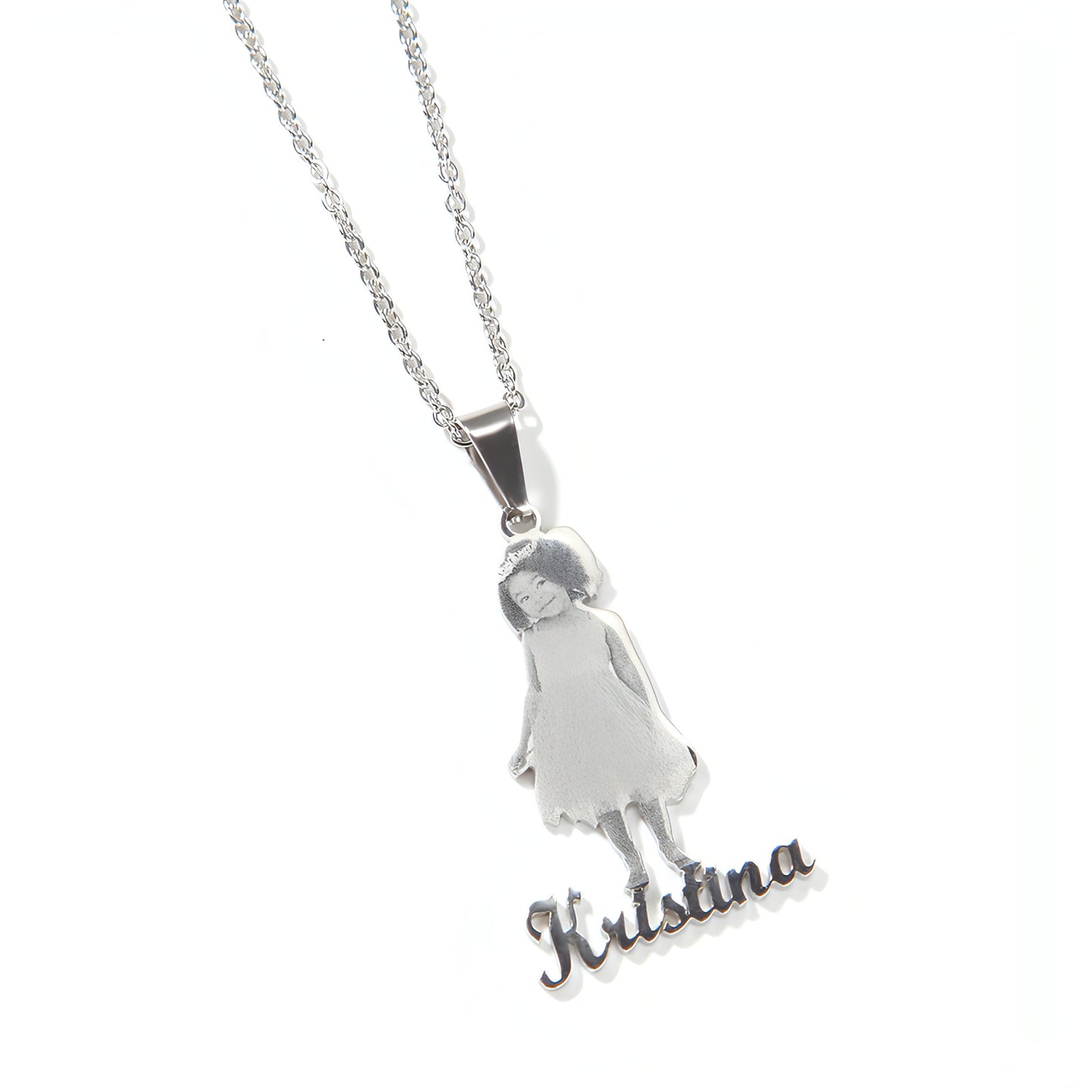 Photo Letter Stainless Steel Necklace Pendant