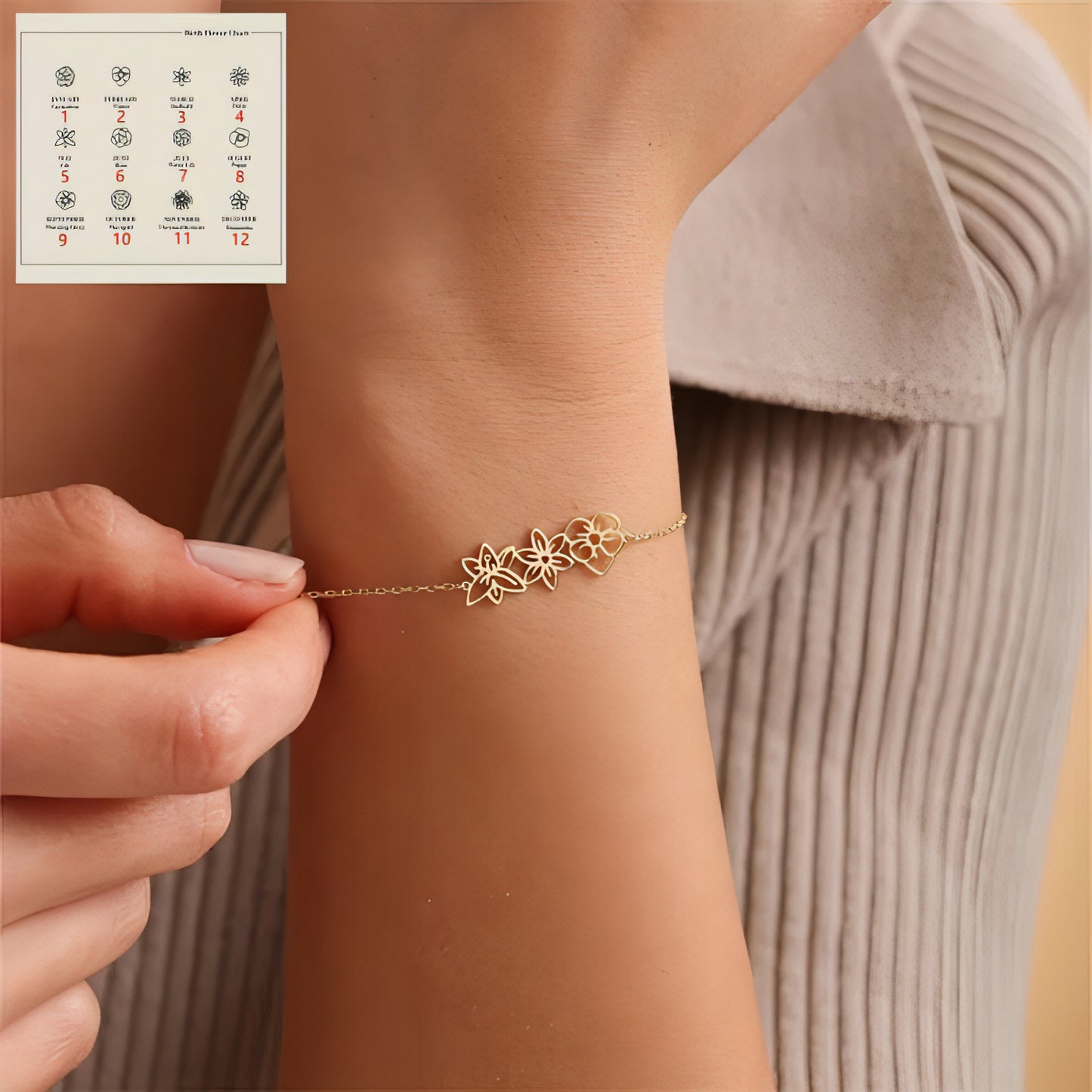 Minimalist and Versatile Flower Bracelet – Birth Month Jewelry for December