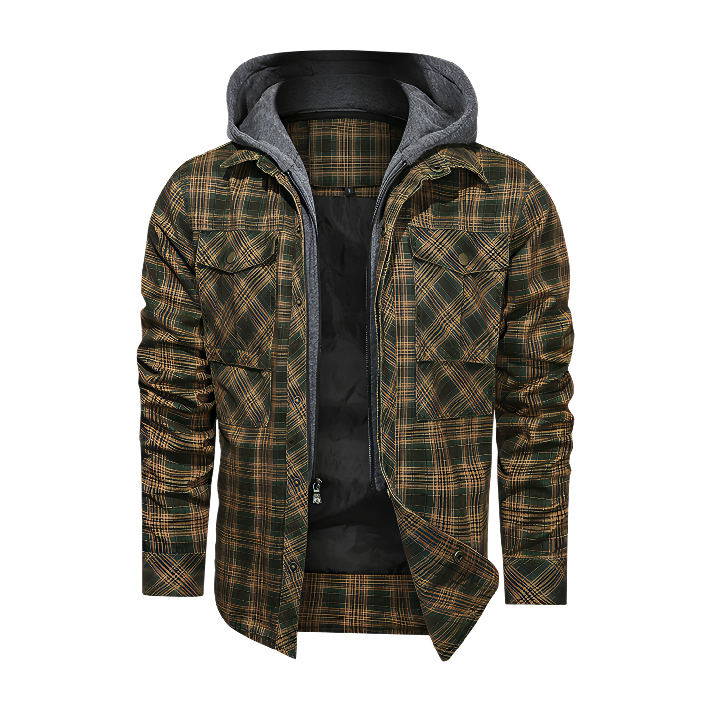 Men Long-sleeved Plaid Jacket