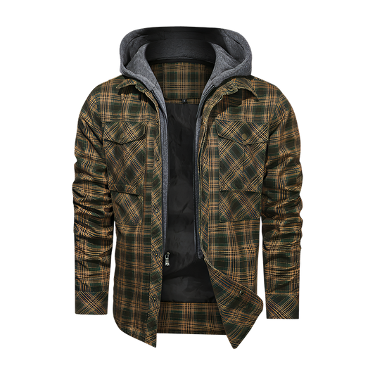 Men Long-sleeved Plaid Jacket