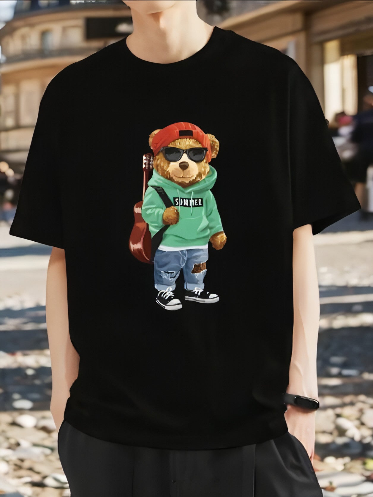 Camiseta de manga corta estampada para hombre