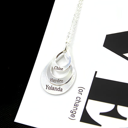 Elegant Water Drop Pendant Necklace – Personalized Engraving Jewelry Gift