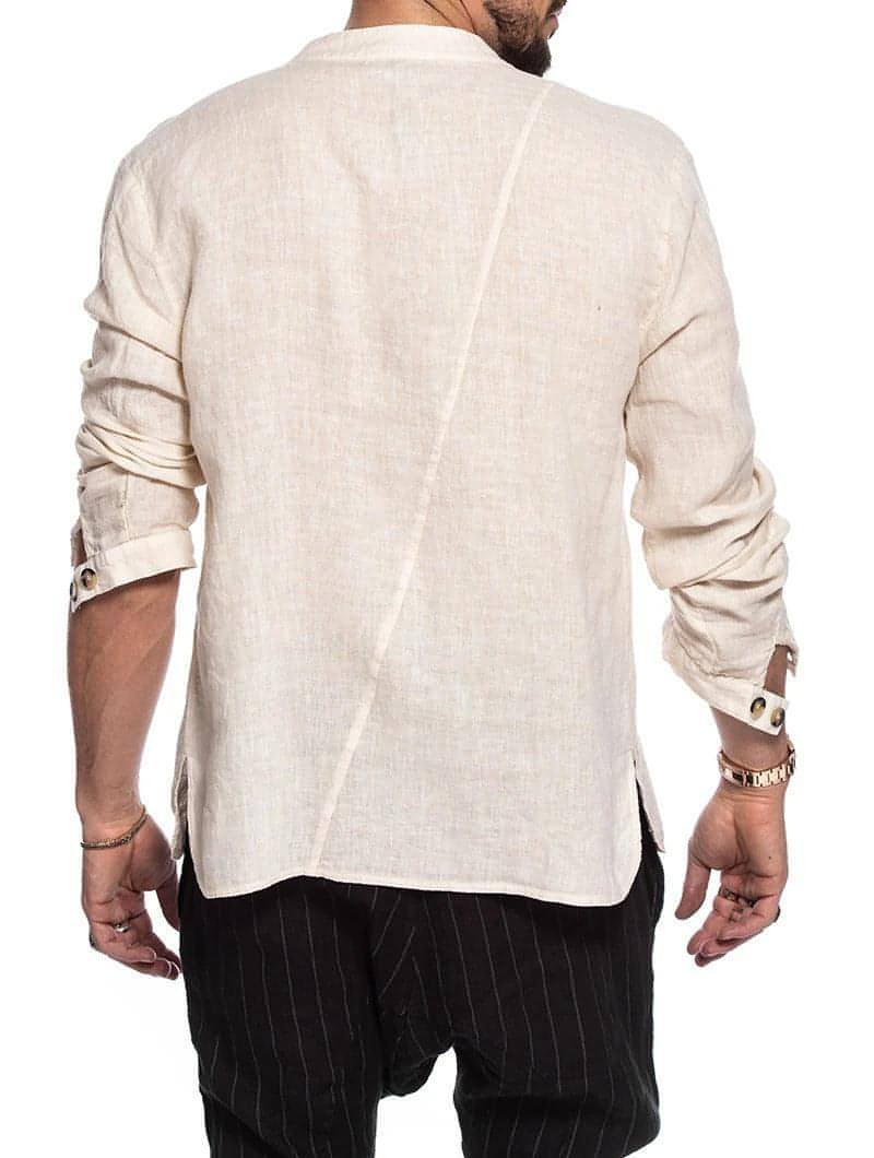 Cotton Linen Men's Long Sleeve DressShirt