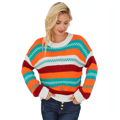 Loose Color Pullover Regular Sleeve Sweater Women