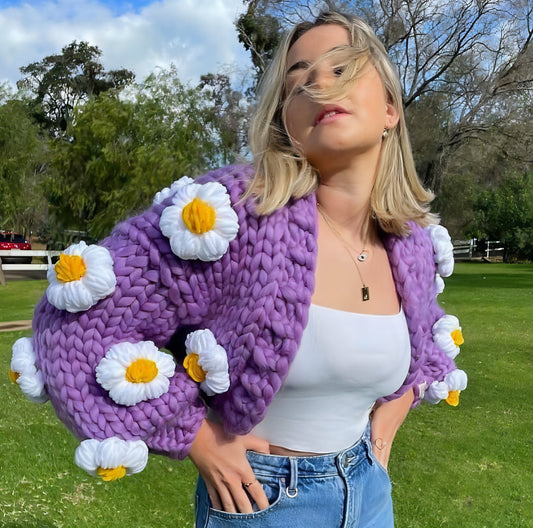 Suéter tipo cárdigan de crochet hecho a mano para mujer con bordado de jacquard de frutas