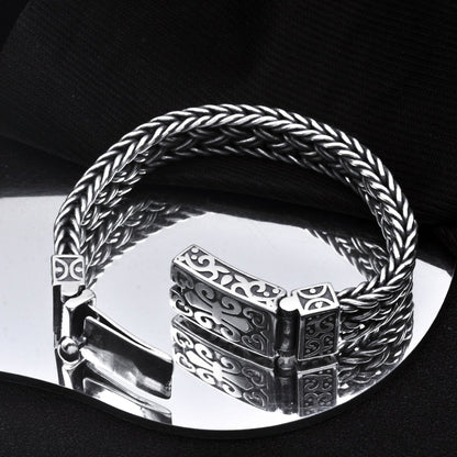 Antique Wide Braided Bracelet Men's Thick Tide Brand Generous Ring Buckle