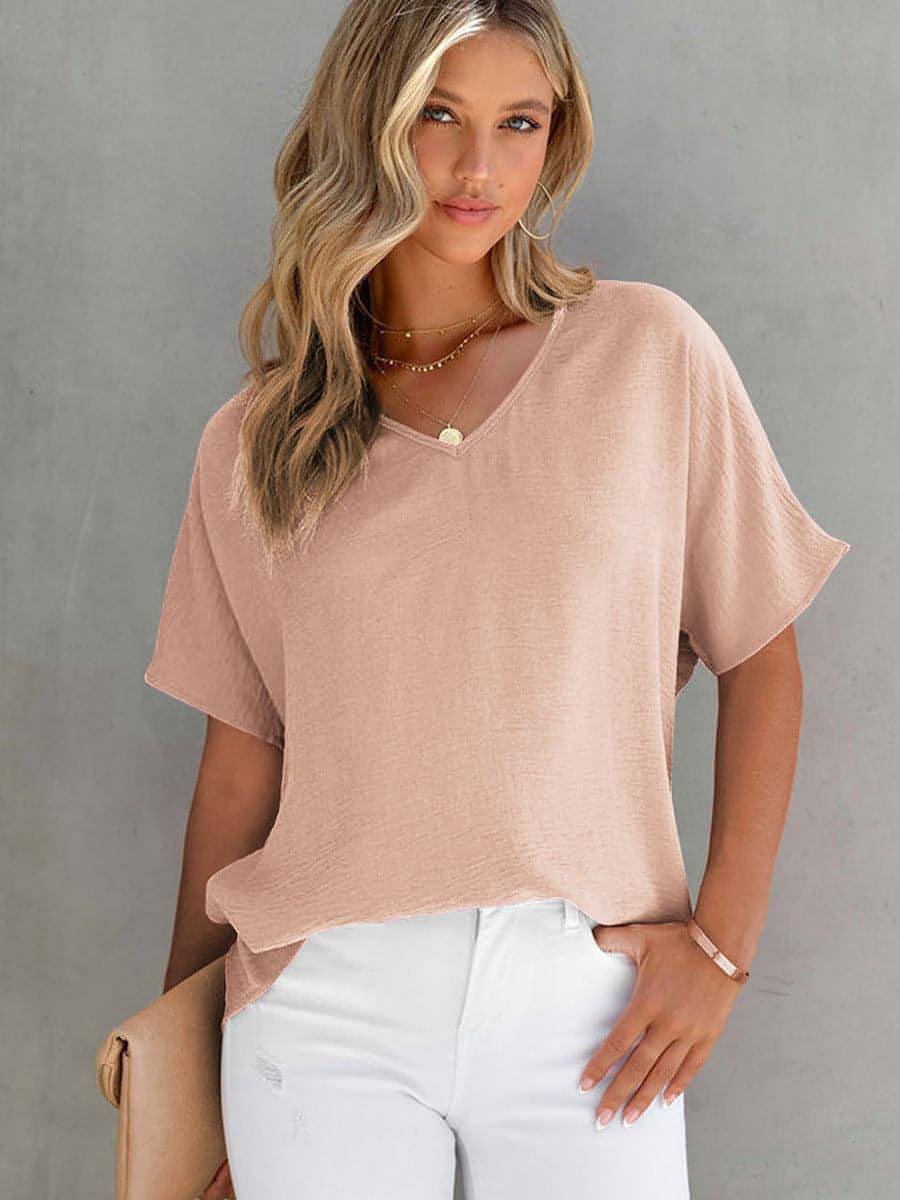 Leisure Solid Color T-shirt Women