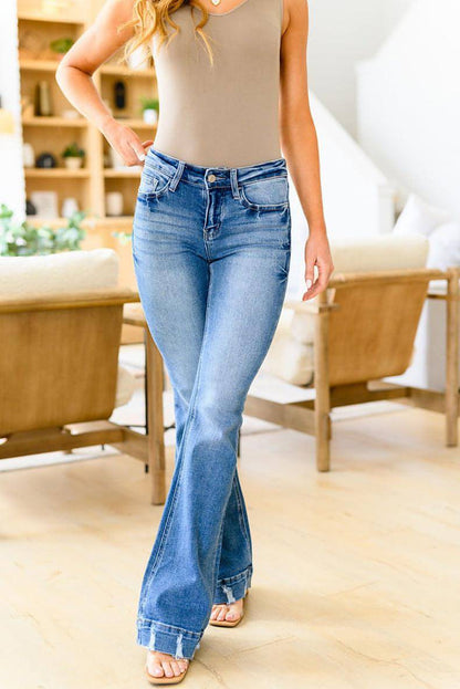 Jeans de cintura alta de color claro para mujer