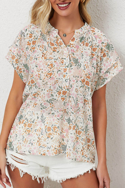 Top de colarinho floral multicolor