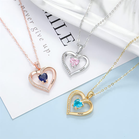 Ladies Elegant Heart Zircon Love Pendant Necklace